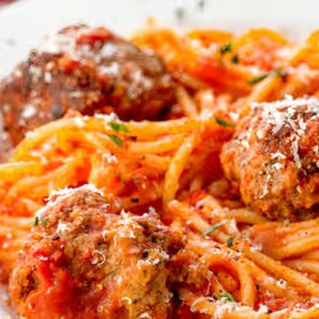 Meatball or Sausage Spaghetti.