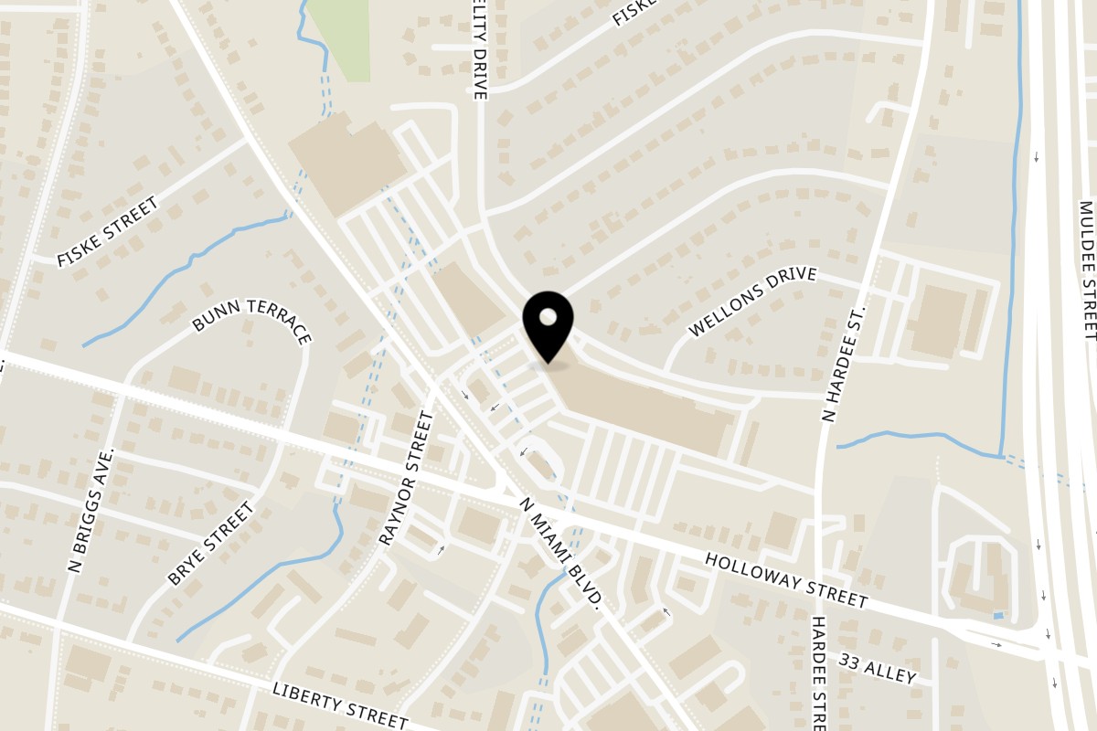 Map showing the location of Italian Pizzeria the Village on 1000 N Miami Blvd Ste 113 in Durham
